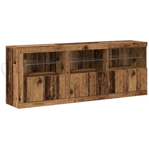 Credenza con Luci LED Legno Vecchio 181,5x37x67 cm Legno Ingegnerizzato - Foto 1