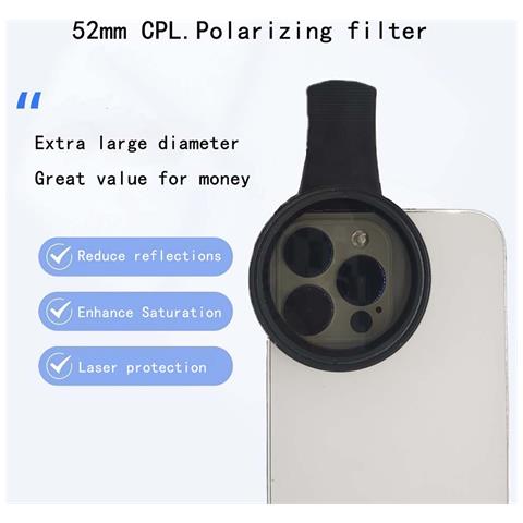 Filtro Polarizzatore Cpl Da 52 Mm Per Smartphone E Tablet: Elimina I Riflessi E Migliora La Qualità Dell'immagine - Foto 5