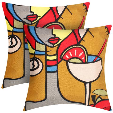 Set Di 2 Copricuscini 45x45 Cm Ricamati Art Nyssia - Foto 2