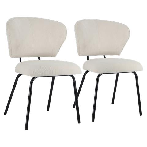 Set Di 2 Sedie Nilsa In Velluto A Coste Beige - Foto 1