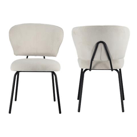 Set Di 2 Sedie Nilsa In Velluto A Coste Beige - Foto 9