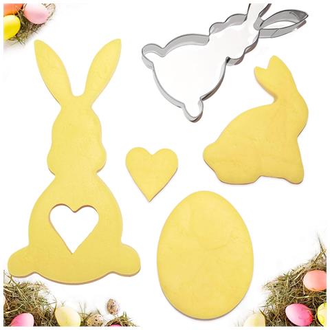 Grandi Formine Pasquali Per Biscotti In Acciaio Inossidabile Coniglio Uovo Cuore - Foto 2