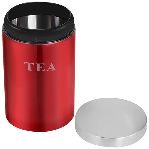 Lotto 3 Scatole In Acciaio Inox Per Caffè, Tè E Zucchero, Ermetiche, Rosso - Foto 2