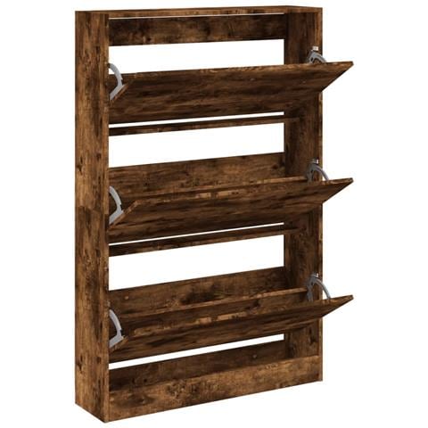 Scarpiera Rovere Fumo 80x21x125,5 cm in Legno Multistrato - Foto 1