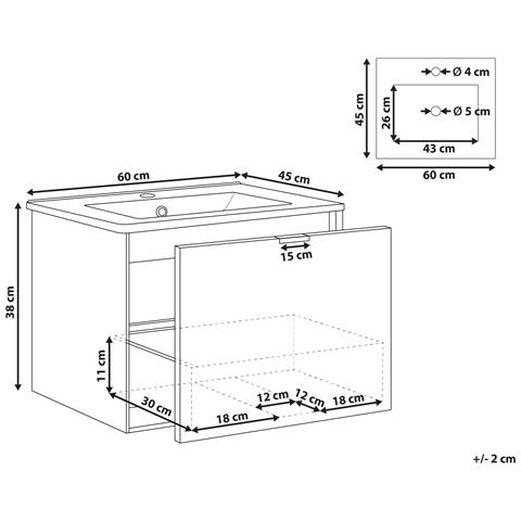 Mobiletto Con Lavabo Con Impugnatura Dorata Tilcara 60 Cm Bianco - Foto 7