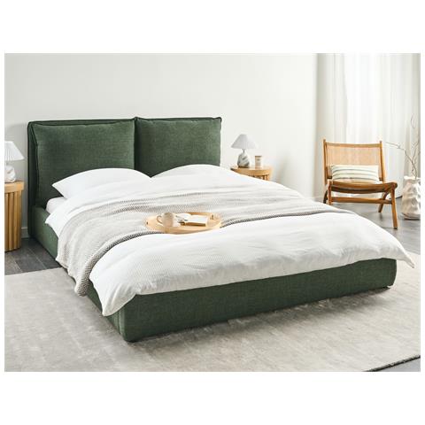 Letto Ad Acqua Tessuto Bajonna 160 X 200 Cm Verde Scuro - Foto 1
