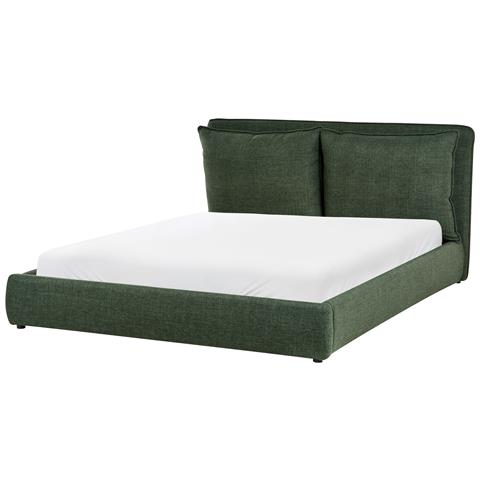 Letto Ad Acqua Tessuto Bajonna 160 X 200 Cm Verde Scuro - Foto 2