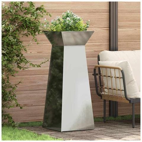 Vaso a Pilastro Argento 40 x 40 x 100 cm Acciaio - Foto 2