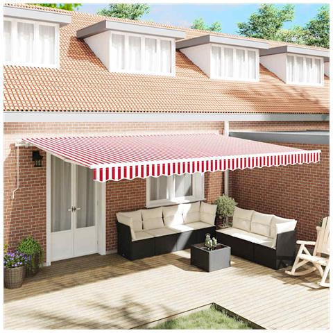 Tenda Retrattile Rosso e Bianco 500 × 300 cm Tessuto e Metallo - Foto 2