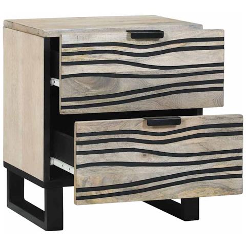 Armadio da Notte con cassetto Bianco e nero 40 x 33 x 46 cm - Foto 2