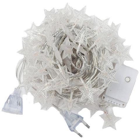 Catena Luminosa A Stella 20m 200 Led Con Connettore Finale, Spina, 8 Modalità, Bianco Caldo - Foto 1