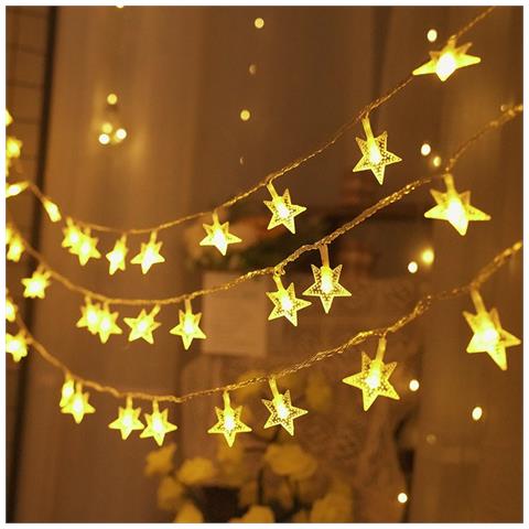 Catena Luminosa A Stella 20m 200 Led Con Connettore Finale, Spina, 8 Modalità, Bianco Caldo - Foto 2