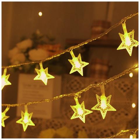 Catena Luminosa A Stella 20m 200 Led Con Connettore Finale, Spina, 8 Modalità, Bianco Caldo - Foto 4