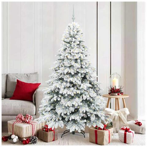 Albero di Natale artificiale con 300 LED Bianco 180 cm PE e PVC - Foto 2