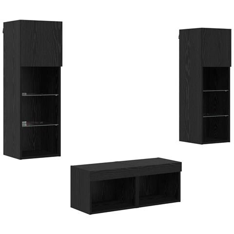 Mobiletti TV da Parete 4 pcs Rovere Nero 40 x 30 x 30 cm - Foto 1