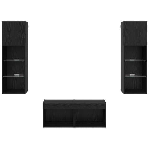 Mobiletti TV da Parete 4 pcs Rovere Nero 40 x 30 x 30 cm - Foto 9