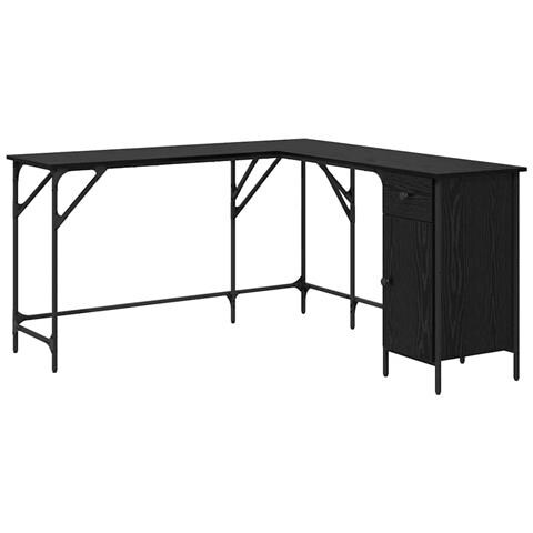 Scrivania Rovere Nero 141 x 141 x 75 cm Legno multistrato - Foto 1