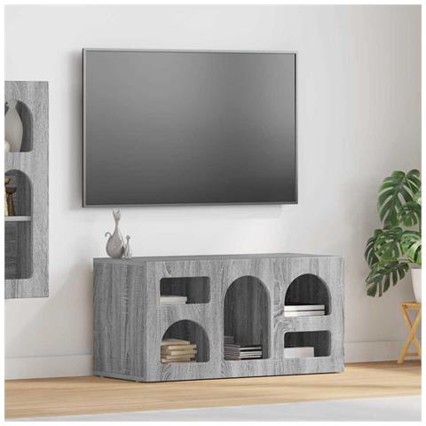 Mobile TV Grigio Sonoma 80 x 35 x 40 cm Legno multistrato - Foto 2