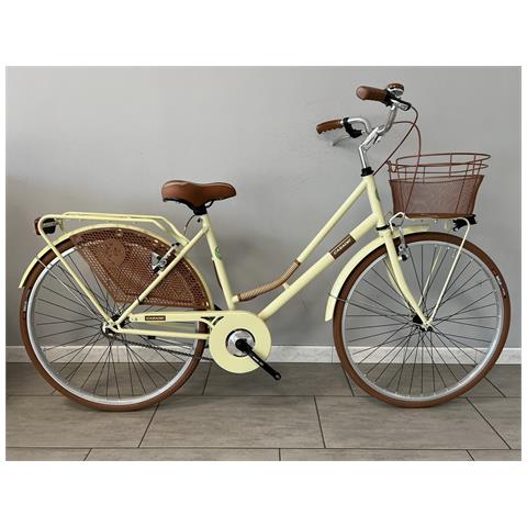 Bici Stile Olanda Misura 26 Bicicletta Donna Linea College Con Manubrio In Alluminio Accessori In Tinta Con Cesto Senza Cambio - 46 Panna - Foto 1