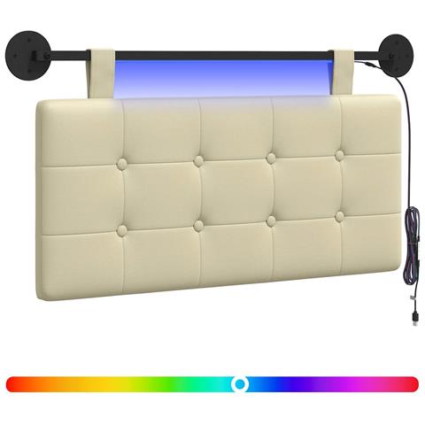 Testiera sospesa Con luce LED Crema Similpelle - Foto 1