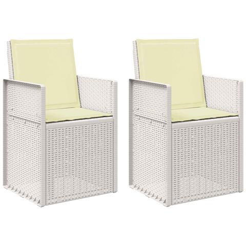 Sedie da pranzo da giardino 2 pcs Bianco e Crema PP - Foto 1