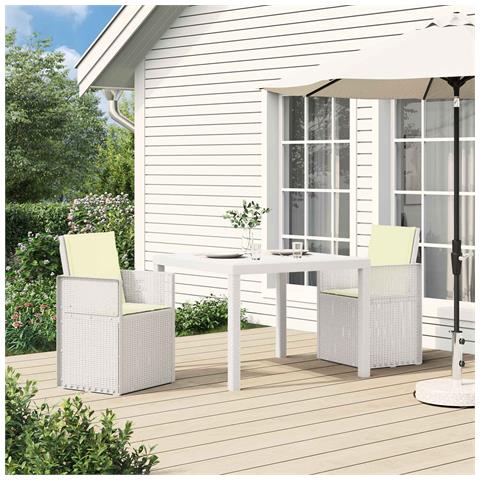 Sedie da pranzo da giardino 2 pcs Bianco e Crema PP - Foto 2