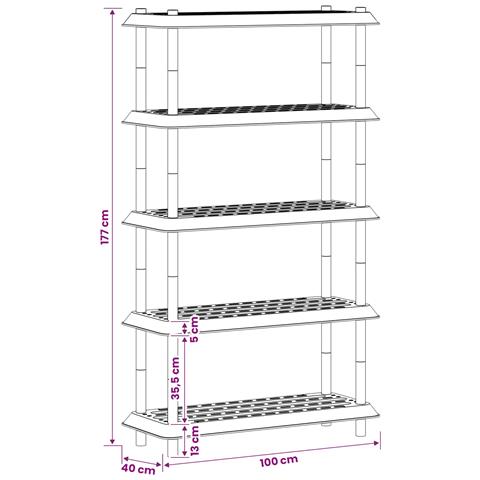 Unità di scaffalatura 5 livelli 100 x 40 x 177 cm PP - Foto 8