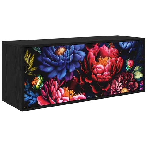Mobile TV da Parete KIEL 102 x 33 x 40 cm Rovere Nero - Foto 1