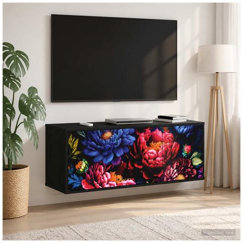 Mobile TV da Parete KIEL 102 x 33 x 40 cm Rovere Nero - Foto 2