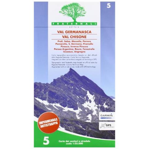 Carta n. 5. Val Germanasca val Chisone. Carta dei sentieri e stradale 1:25.000 - Foto 1