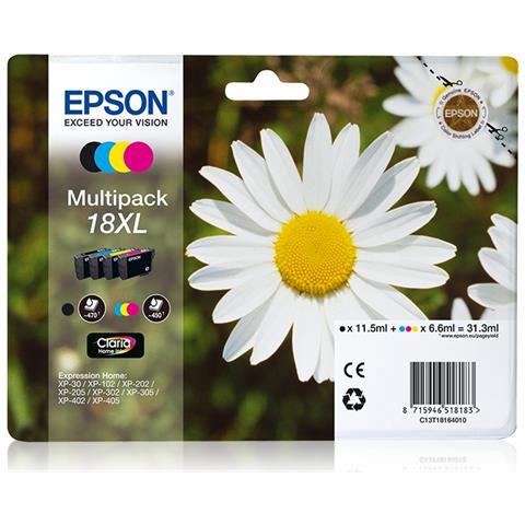 C13T18164022 Cartuccia Ink Originale 18XL a 4 Colori per Expression Home XP-102 Capacità Pagine 470 Nero / 1350 a Colori Confezione 4 Pezzi - Foto 5