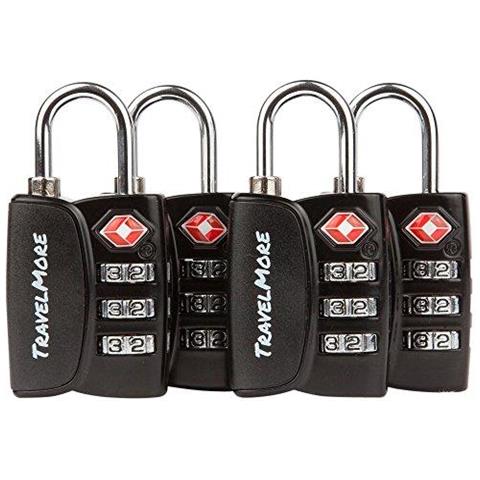 4 Pack Aprire Alert Indicatore Tsa Approvato A 3 Cifre Bagagli Serrature Per Valigia Di Corsa Bagagli (nero)  - Foto 1