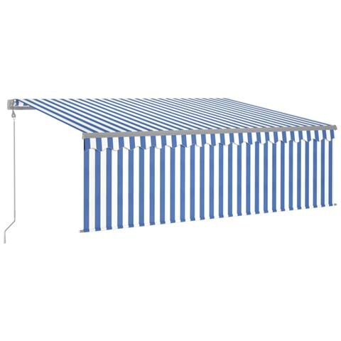 Tenda Automatica Parasole Sensore Vento LED 4x3m Blu Bianca - Foto 1