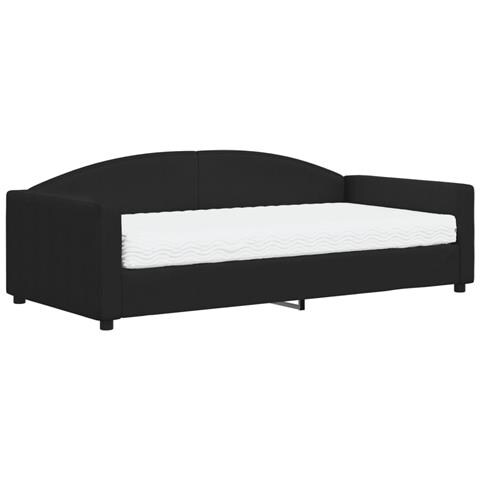 Divano Letto Con Materasso Nero 100x200 Cm In Tessuto - Foto 1