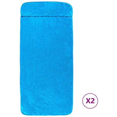 Asciugamani Da Spiaggia 2 Pz Turchese 75x200 Cm Tessuto 400 Gsm - Foto 1