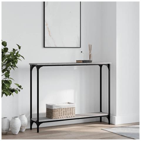 Tavolino Consolle Grigio Sonoma 100x22,5x75cm Legno Multistrato - Foto 6
