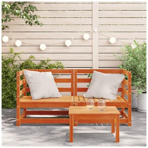 Divani Angolari Giardino 2pz Marrone Cera 70x70x67cm Legno Pino - Foto 2