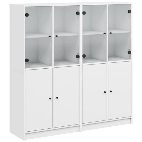 Libreria Con Ante Bianca 136x37x142 Cm In Legno Multistrato - Foto 2