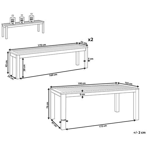 Set Da Pranzo Da Giardino 6 Posti In Legno Di Eucalipto Monsano - Foto 2