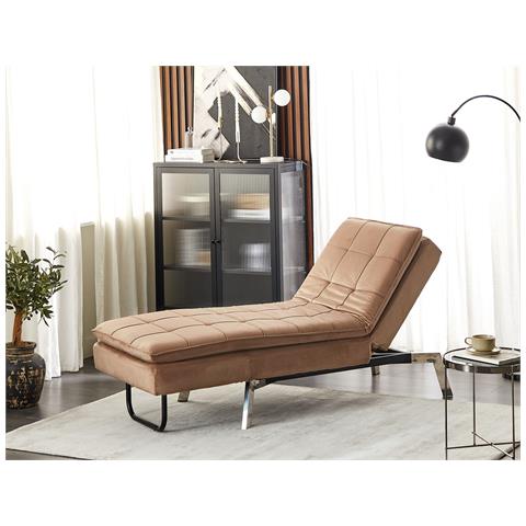 Chaise Longue Loiret Velluto Marrone Chiaro - Foto 1
