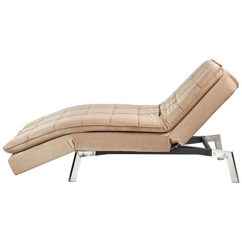 Chaise Longue Loiret Velluto Marrone Chiaro - Foto 5