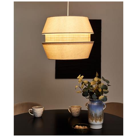 Lampadario Atoyac Lino Sintetico Beige - Foto 1