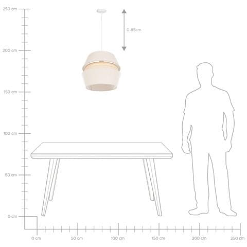 Lampadario Atoyac Lino Sintetico Beige - Foto 13