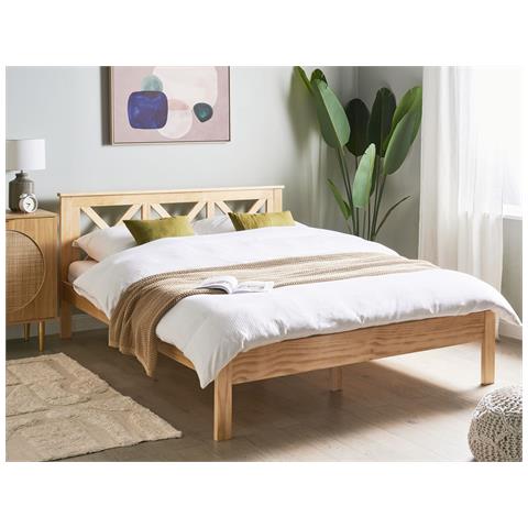Letto Legno Di Pino Tannay 160 X 200 Cm Marrone Chiaro - Foto 1