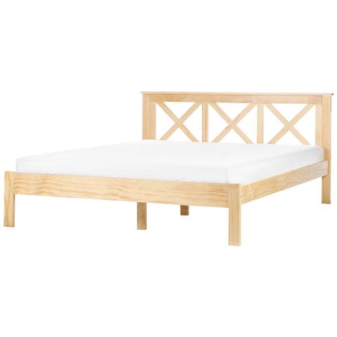 Letto Legno Di Pino Tannay 160 X 200 Cm Marrone Chiaro - Foto 2