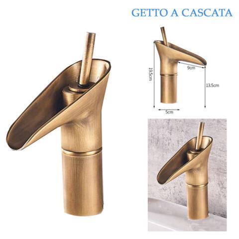 Rubinetto Miscelatore Vintage Bagno Canna Bassa Becco Cascata Ottone T2021 - Foto 1