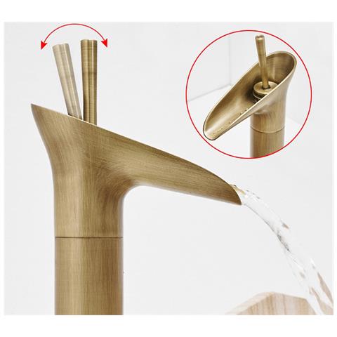 Rubinetto Miscelatore Vintage Bagno Canna Bassa Becco Cascata Ottone T2021 - Foto 2