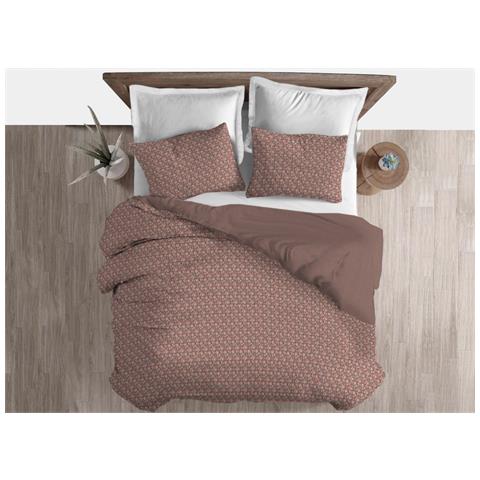 Copripiumino Sacco Piumone 100% Cotone Linea 3027 Fiori Provenzale Matrimoniale Marrone - Foto 1