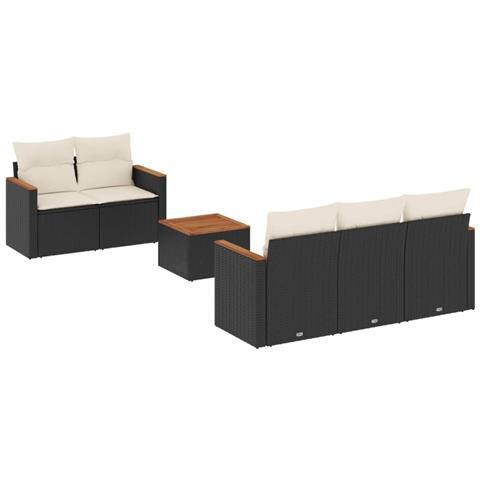 Set Divano da Giardino 6 pz con Cuscini Nero in Polyrattan - Foto 1