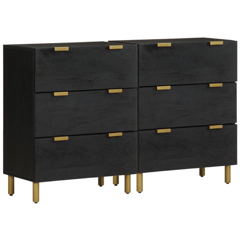 Credenze 2 Pz Nere 60x33x75 Cm In Legno Multistrato - Foto 1